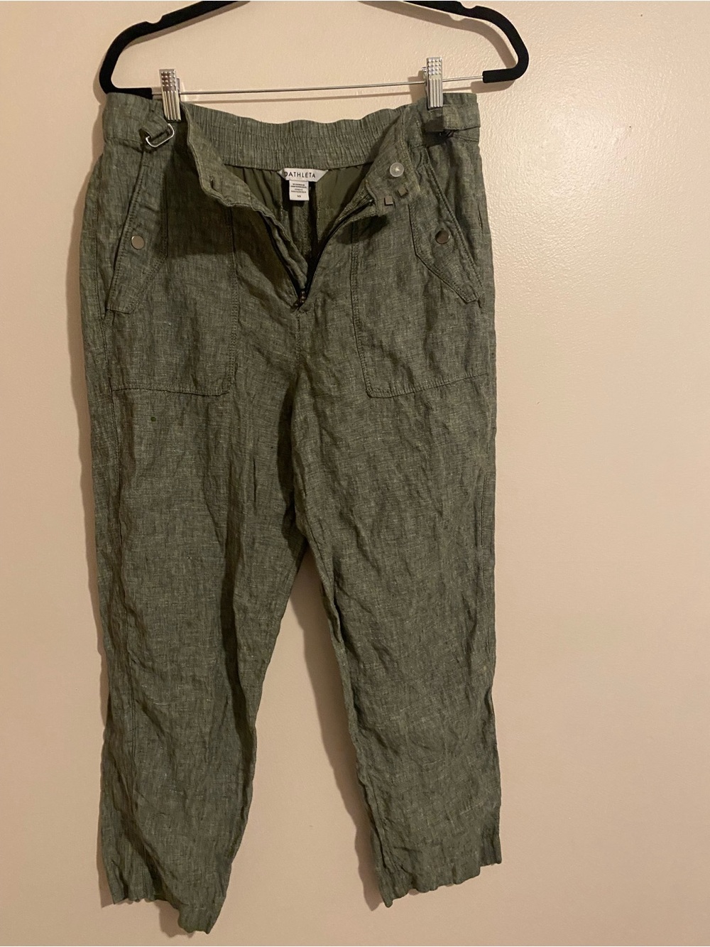 Athleta Olive Utility Linen-Blend Pants